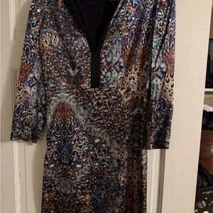 Alexander McQueen Vibrant Multicolor Long Silk IT-40 Geometric 3/4 Sleeve Dress